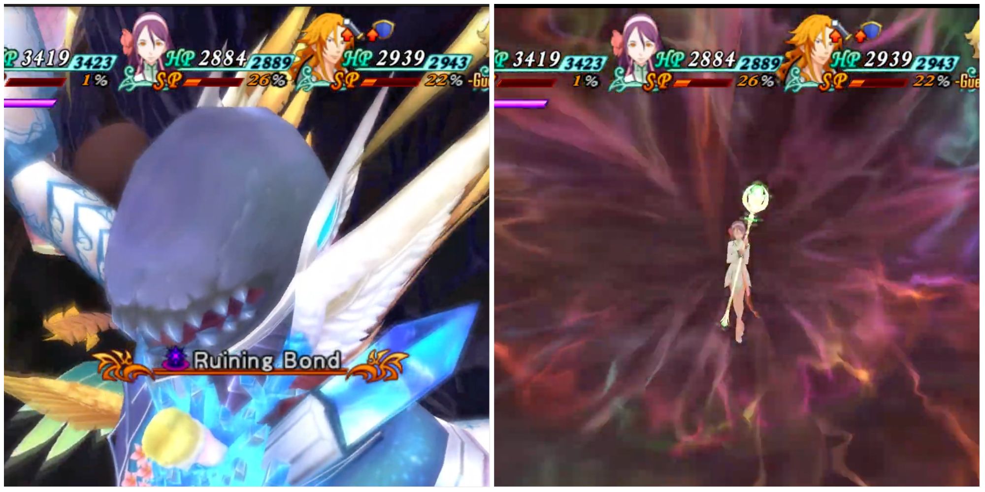 Arc Rise Fantasia Ruining Bond Attack starting on left and hitting target on right