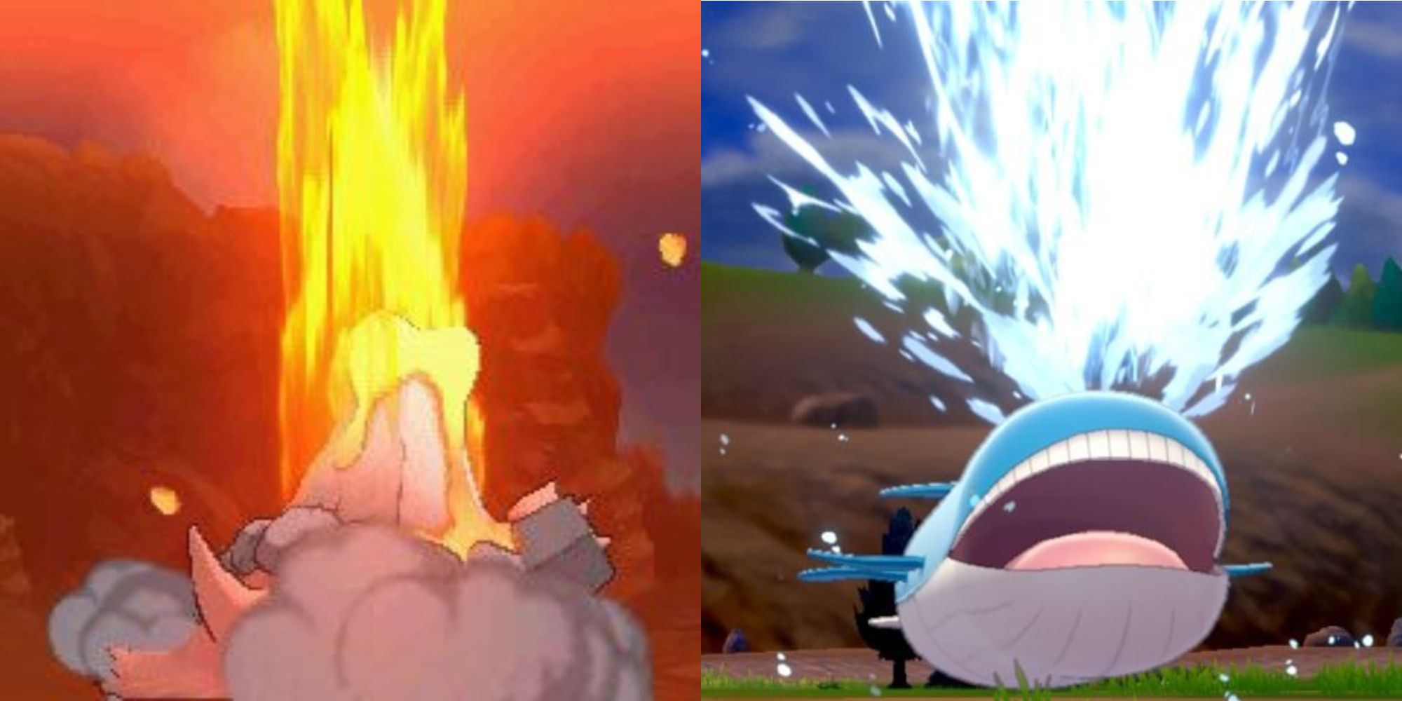 Mega Camerupt using Eruption and Wailord using Water Spout