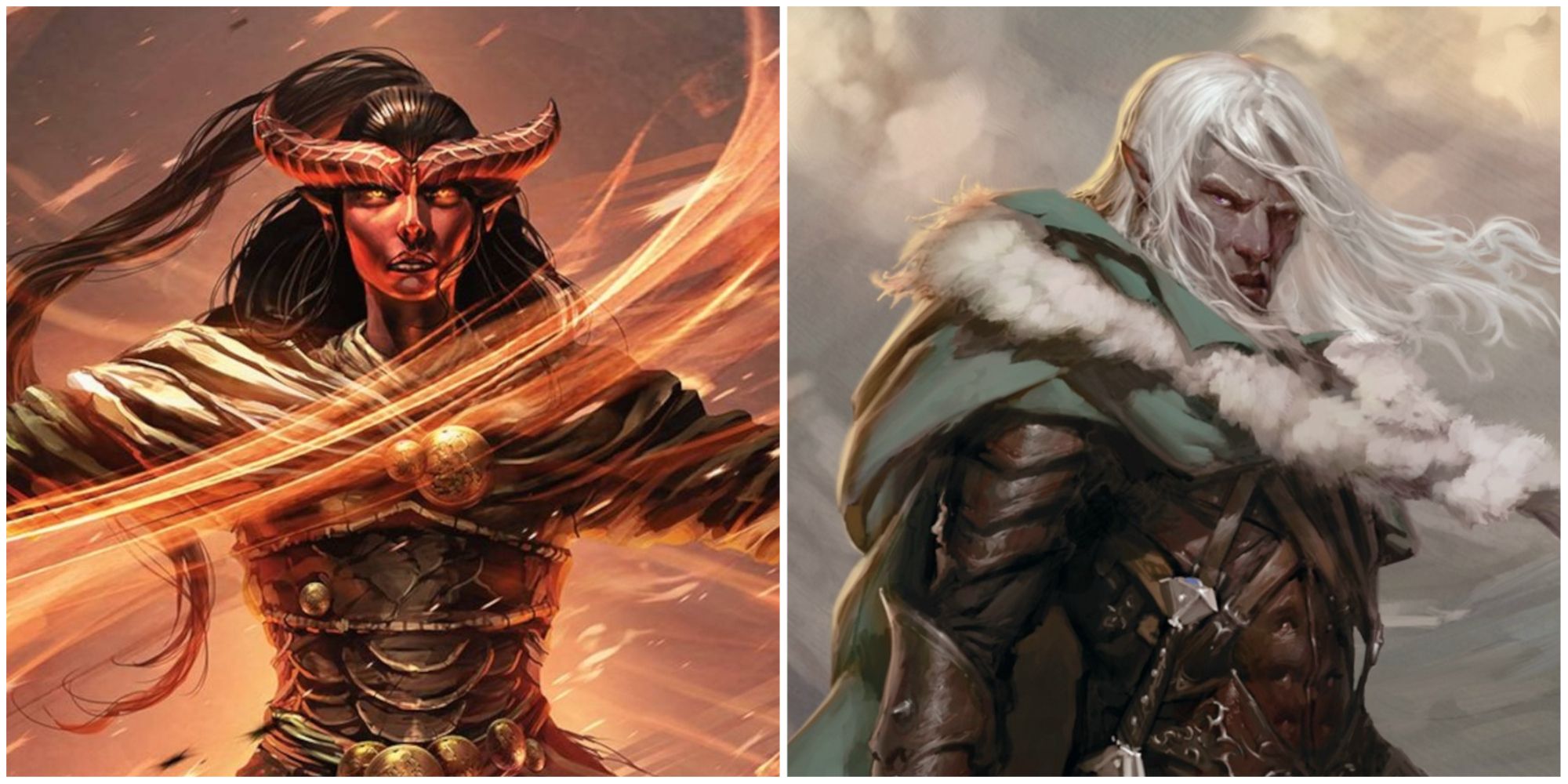 Dungeons And Dragons Fire Storm Tiefling And Snowy Male Elf 