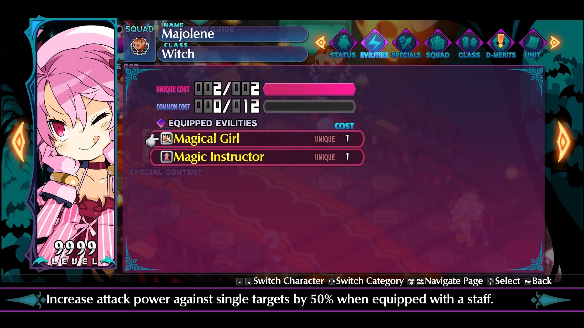 Disgaea 6 Majolene evility screen