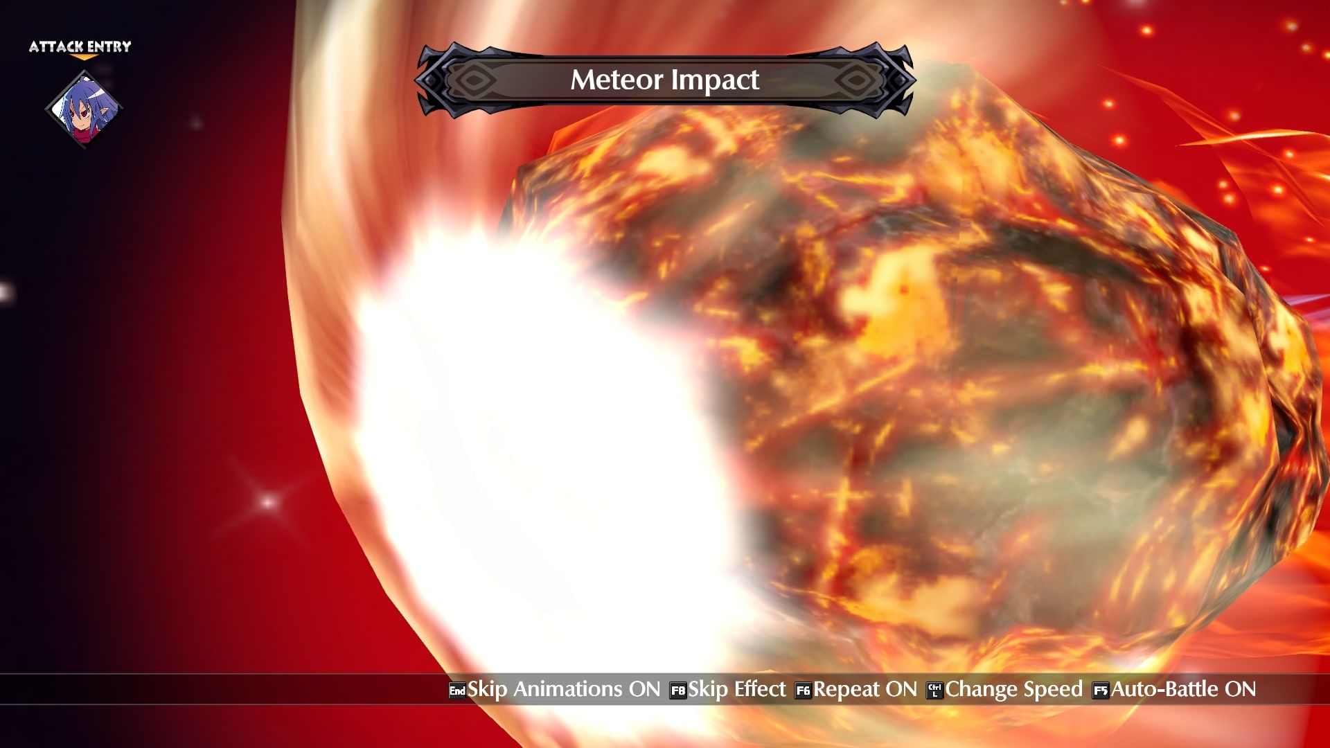 Disgaea 6 Girl Laharl using Meteor Impact