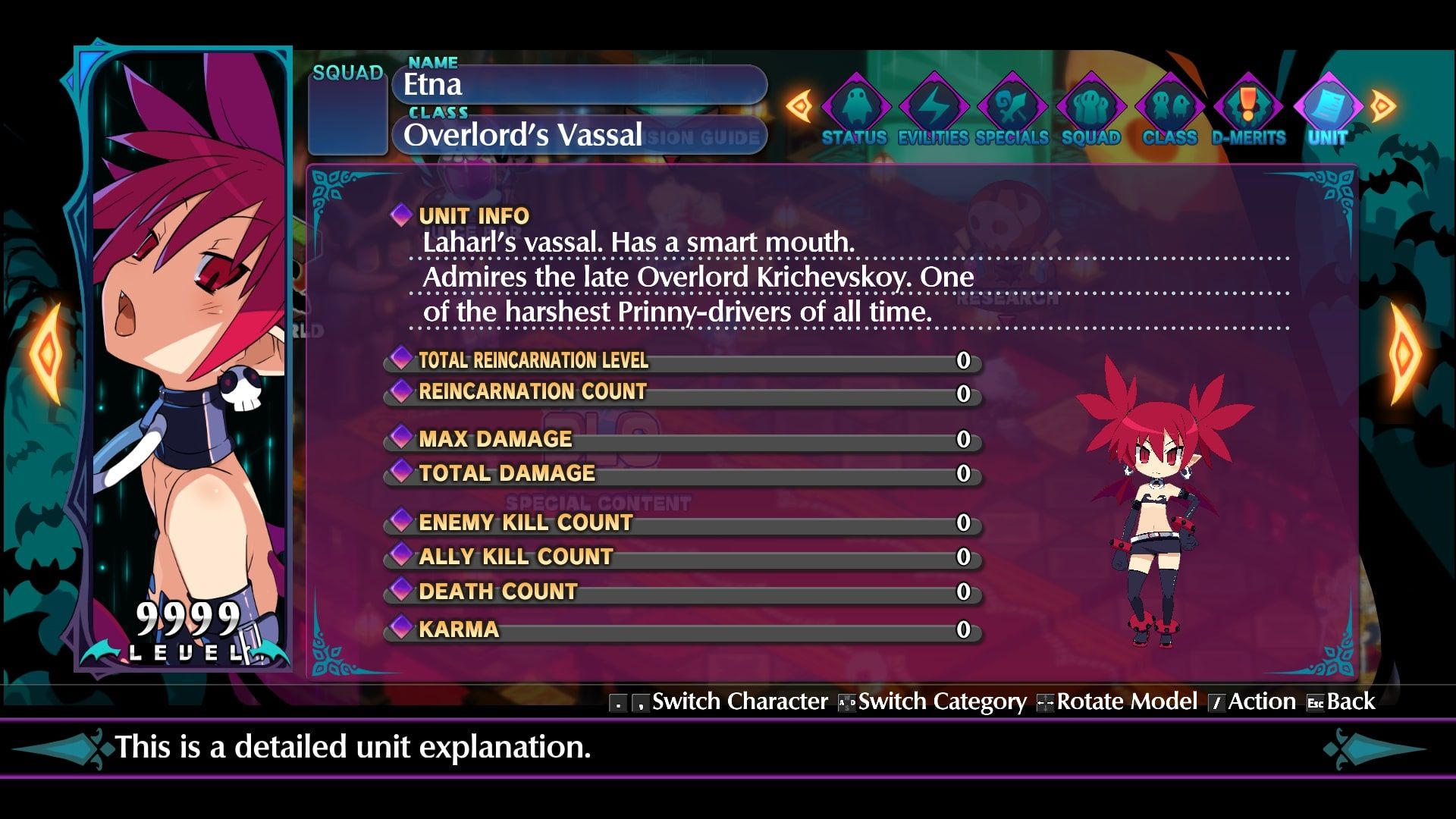 Disgaea 6 Etna Info Screen