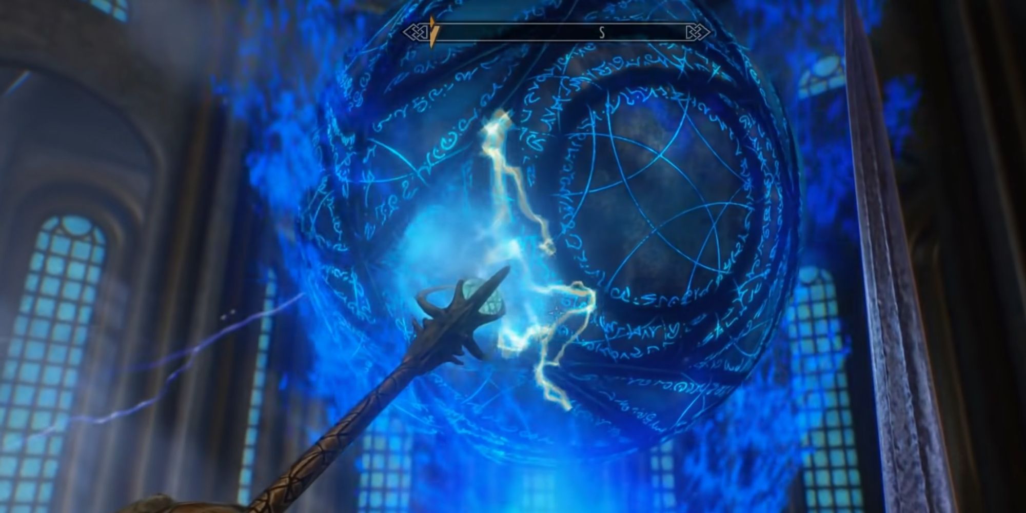 Dragonborn uses the Staff of Magnus on the Eye of Magnus