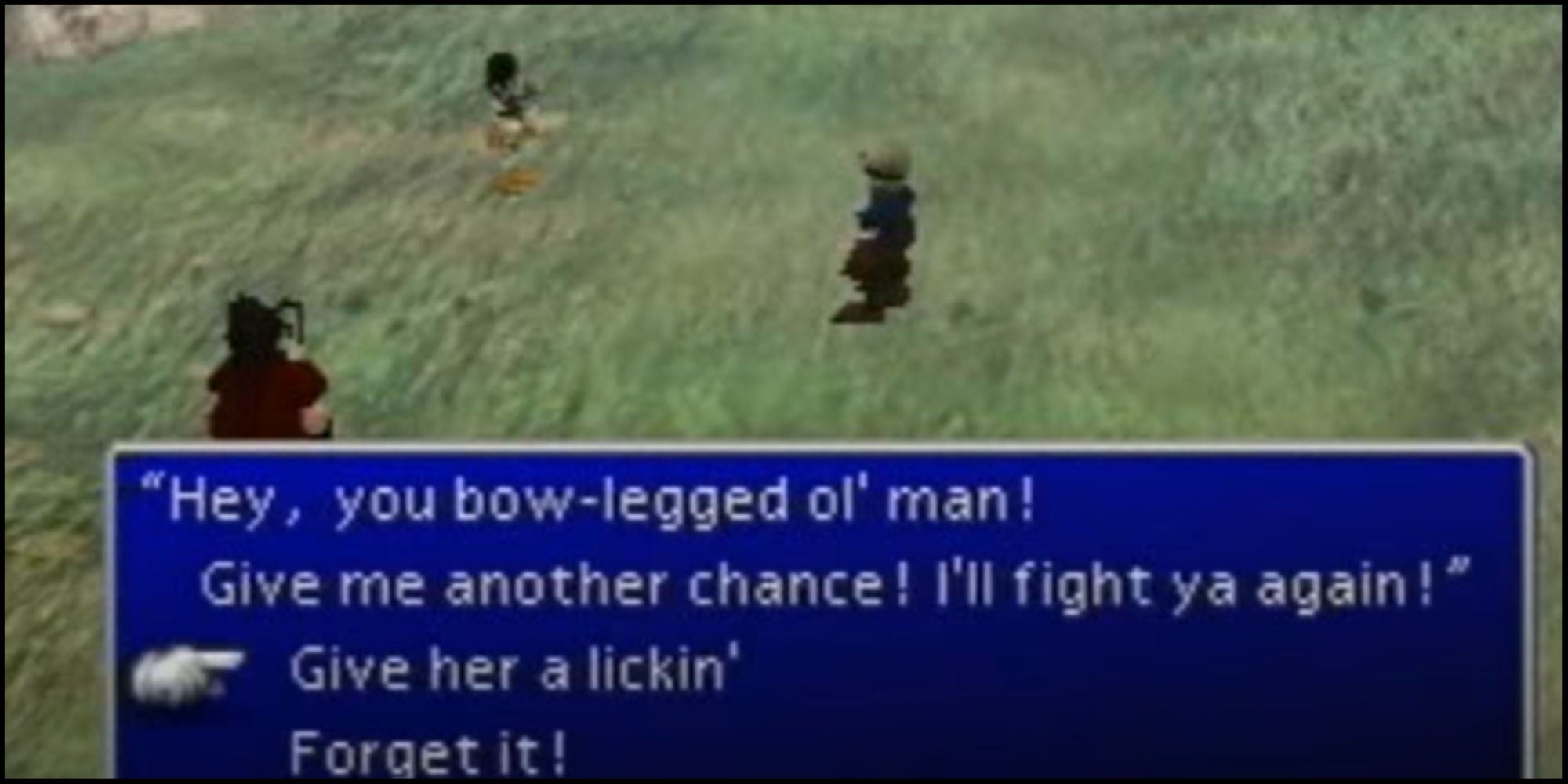 Final Fantasy 7 Yuffie, Cid and Vincent Standing In Field