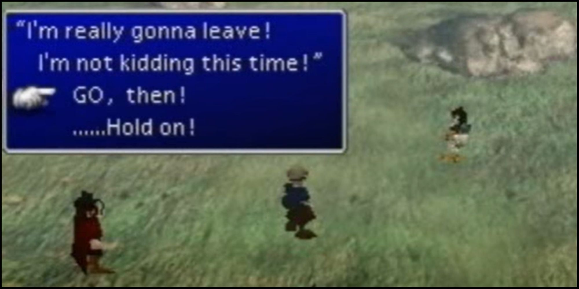 FF7 - Vincent, Cid and Yuffie in field 