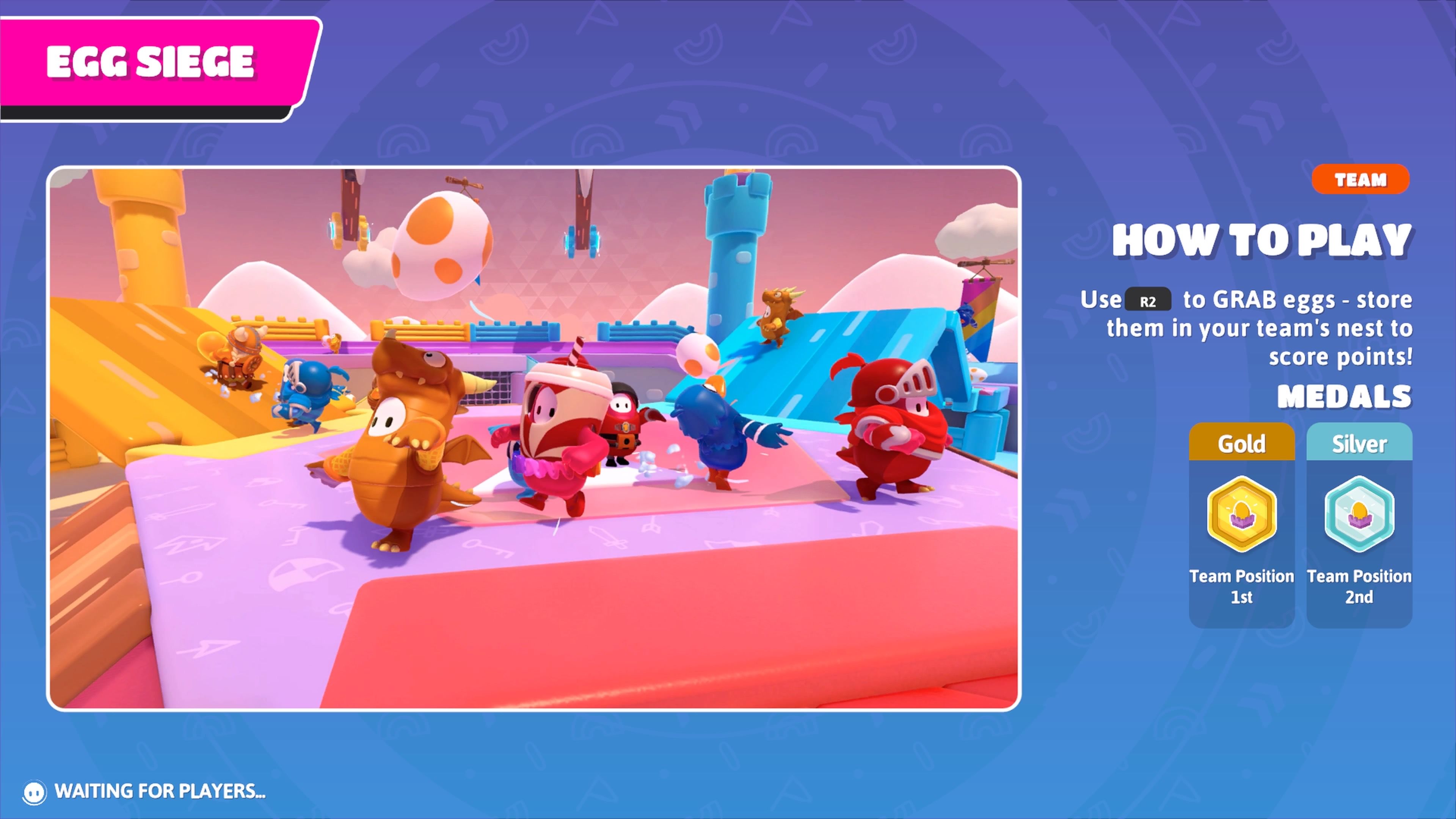 Egg Siege "How To Play" screen from Fall Guys