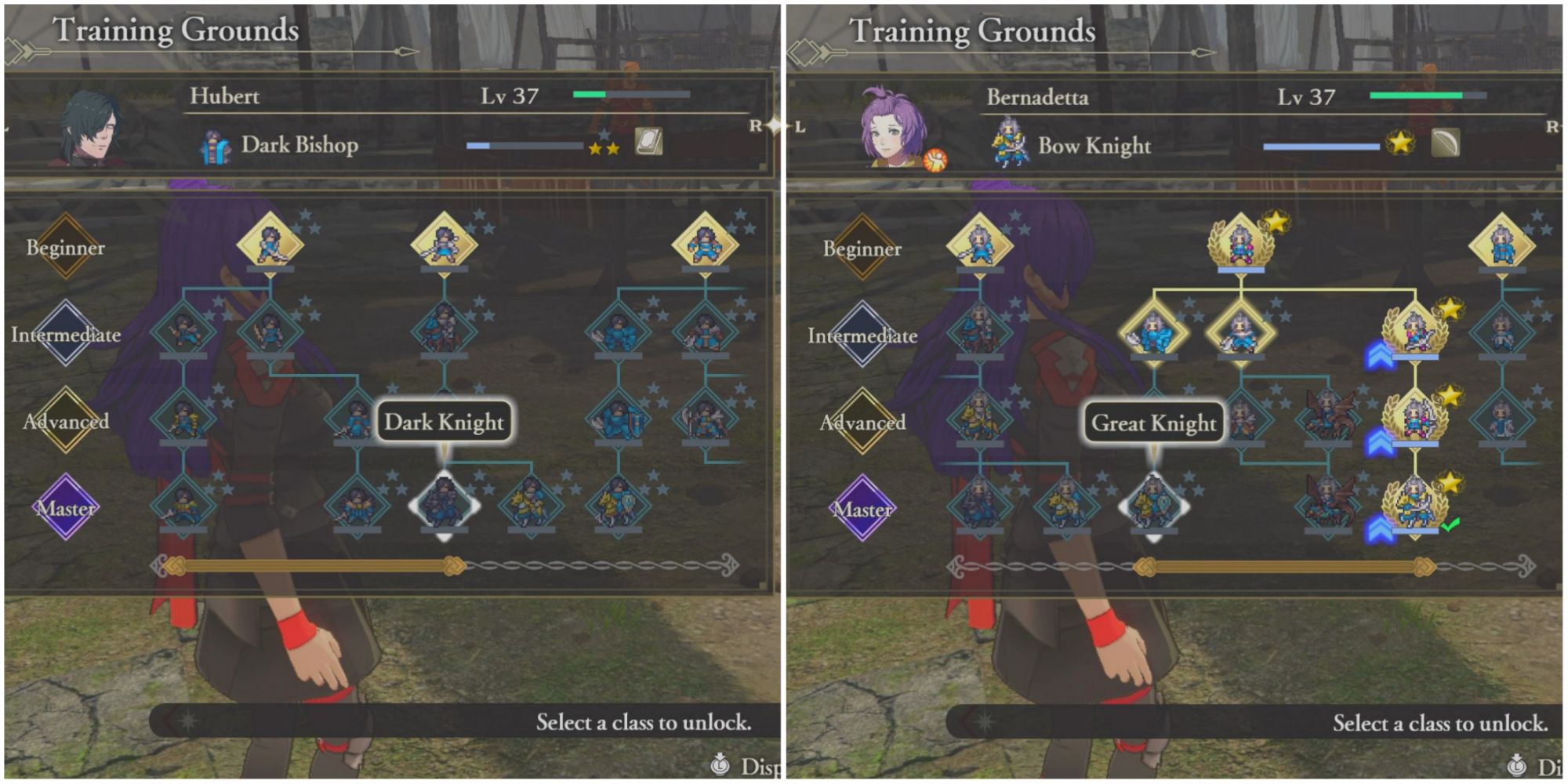 A split image of Hubert class tree and Bernadette class tree