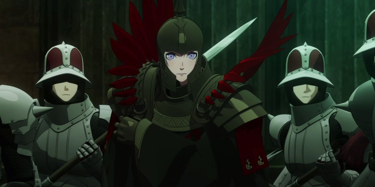 Edelgard as the Flame Emperor with guards