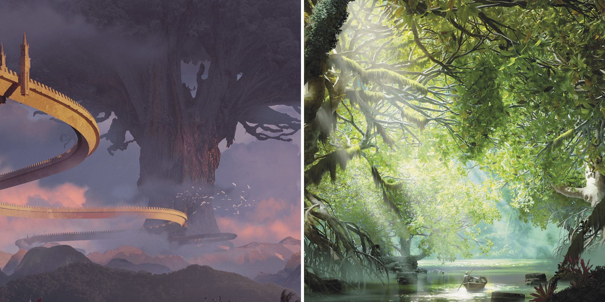 skybridge to tree against river amid forest
