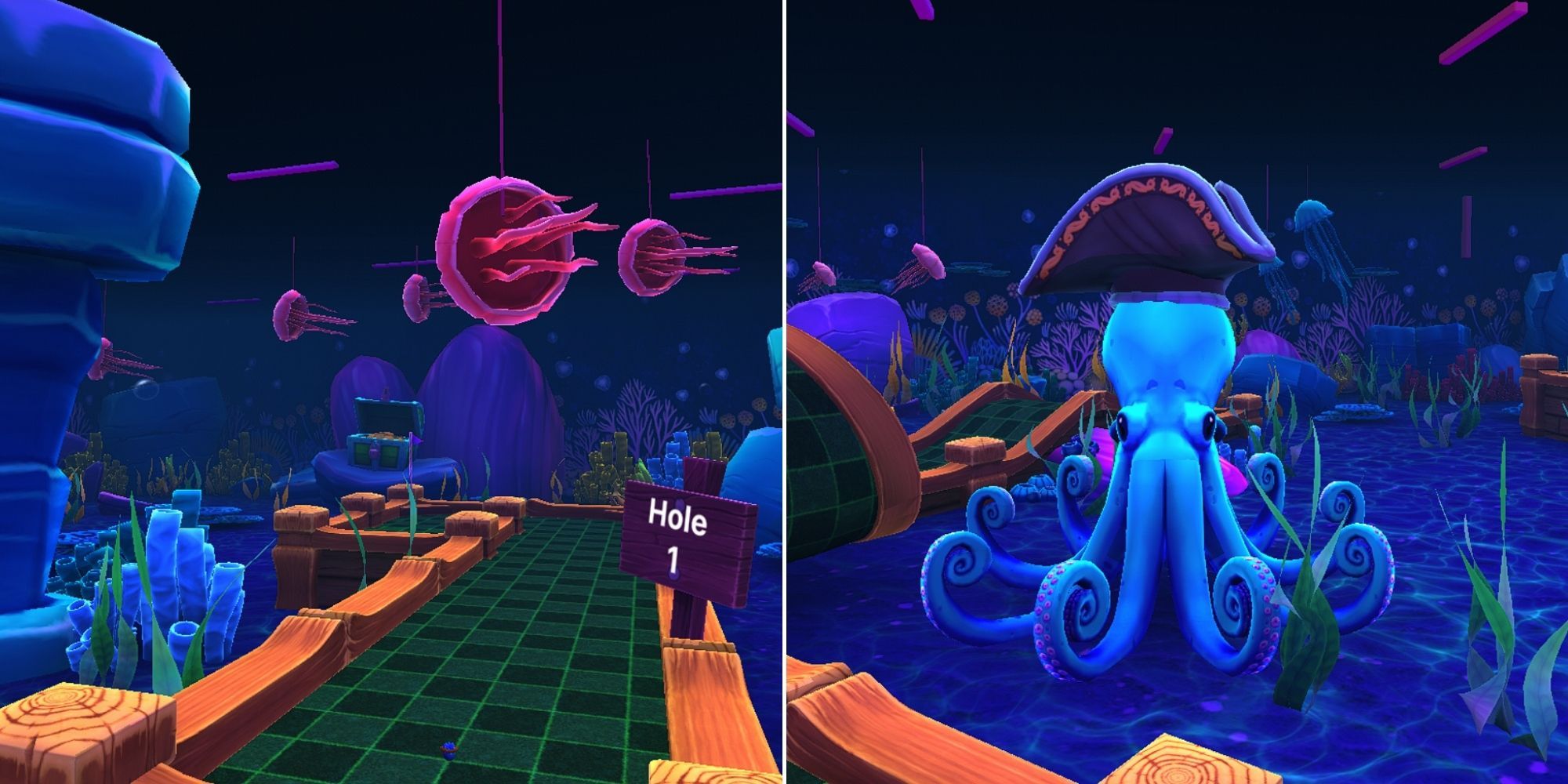 Golf With Your Friends - The Deep Map - Hole One - Squid With Pirate Hat