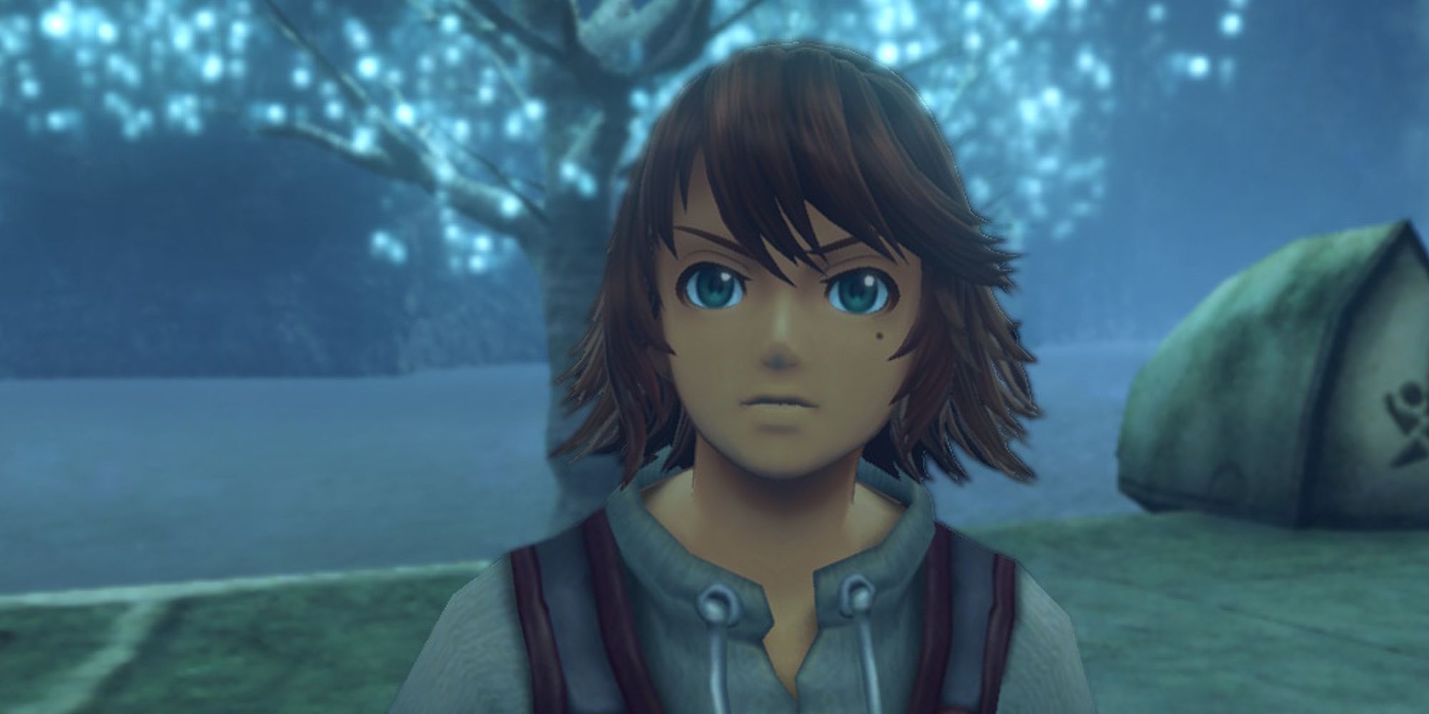 a mid shot of Juju from Xenoblade Chronicles Definitive Edition standing in Satorl Marsh