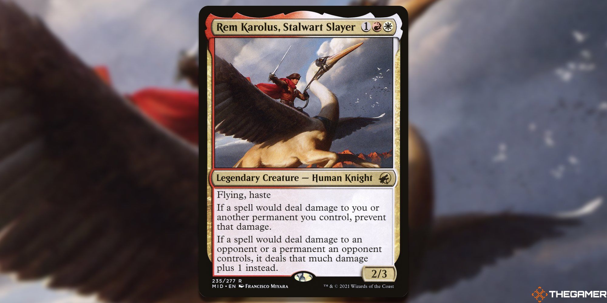 Image of the Rem Karolus Stalwart Slayer card in Magic: The Gathering, with art by Francisco Miyara