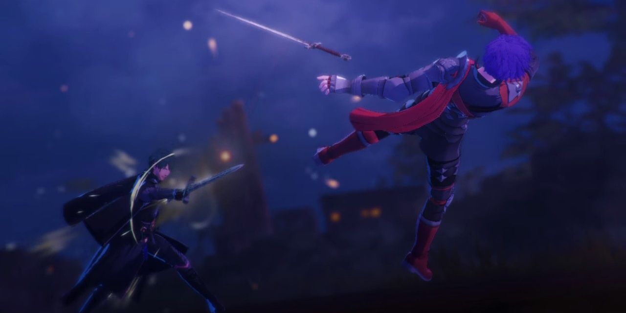 Byleth fighting Shez 