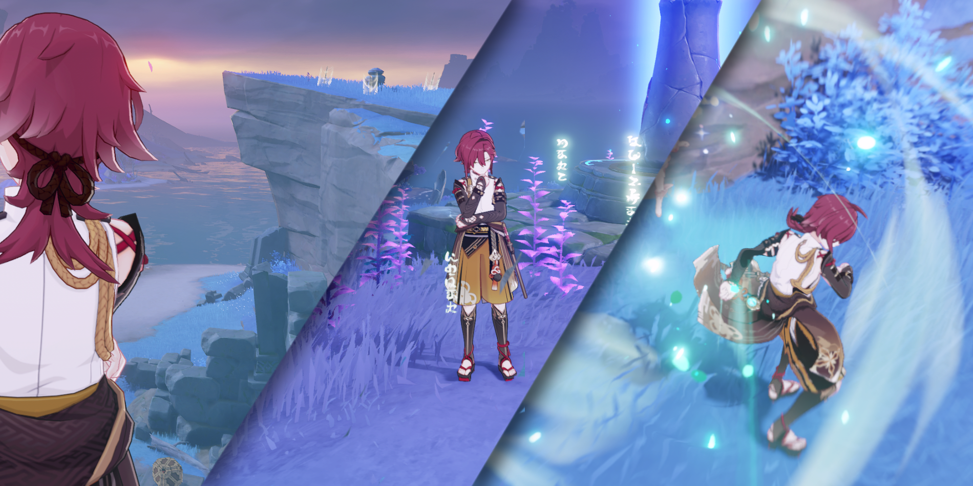 Three Images of Shikanoin Heizou from Genshin Impact taken from various angles