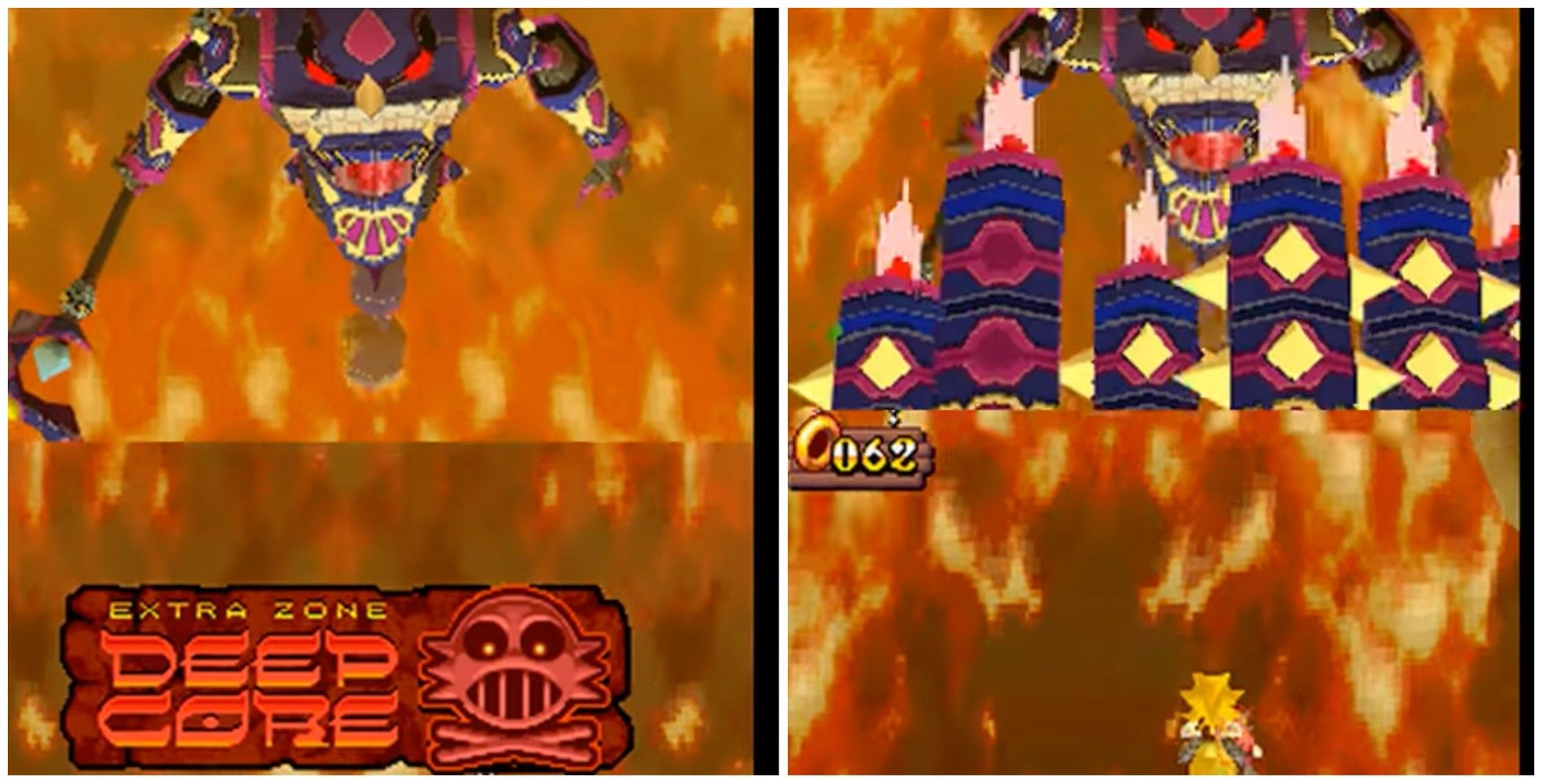 Sonic Rush Adventure Final Deep Core lava crust fight left launching missiles right