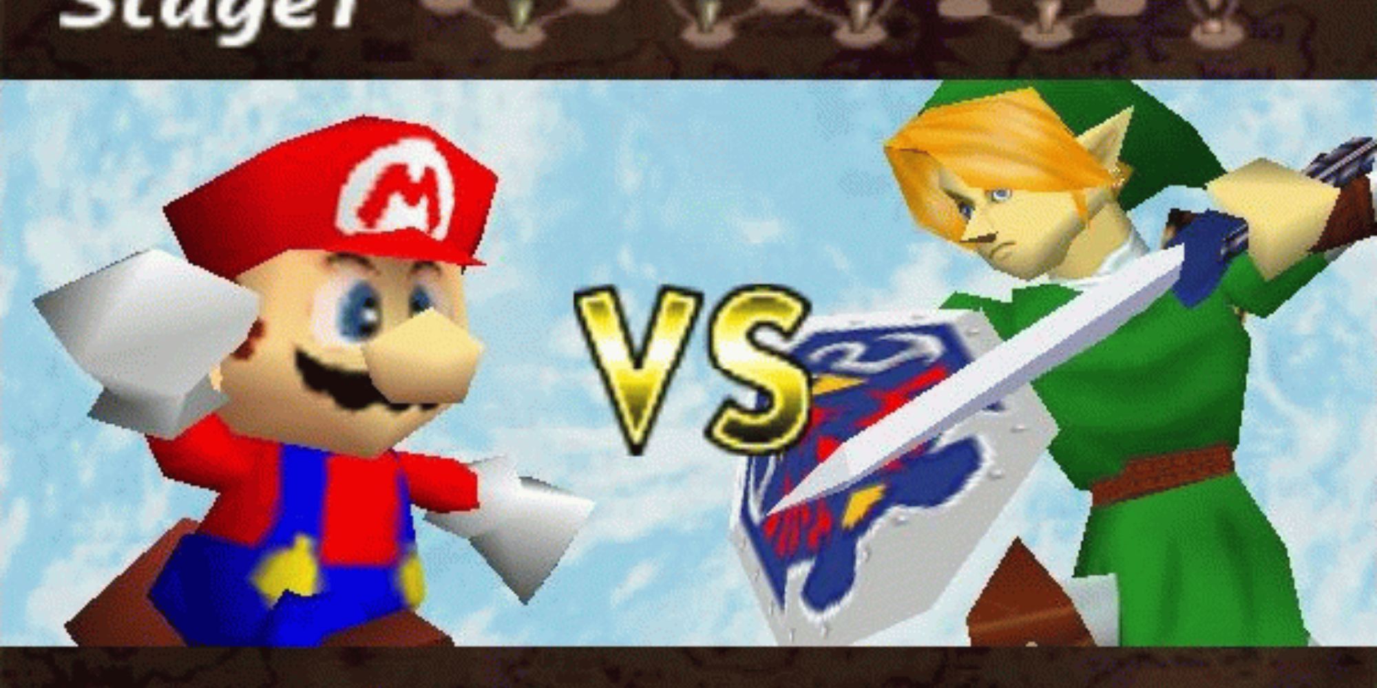 Mario prepares to fight Link in Classic Mode.