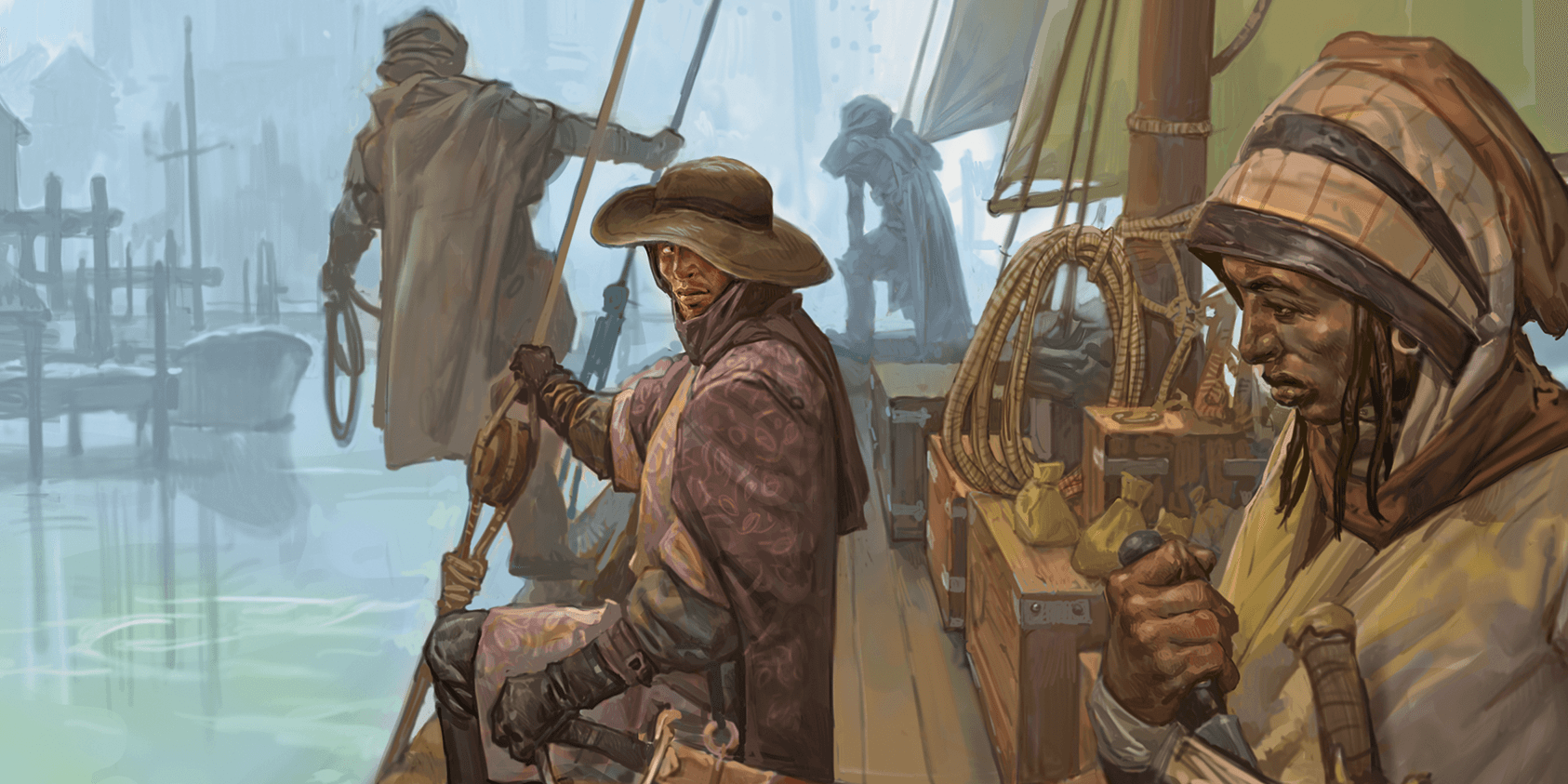 ship comes into port with shady individuals