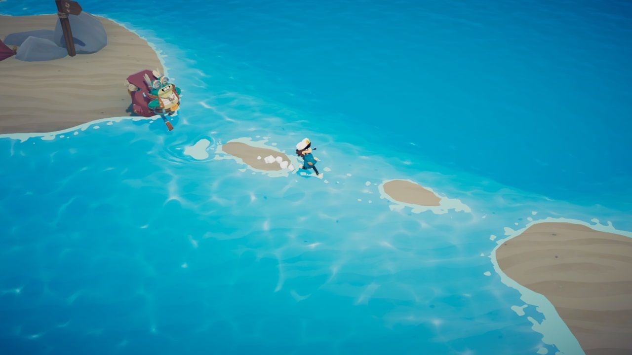 Time on Frog Island player walking with the cartographer