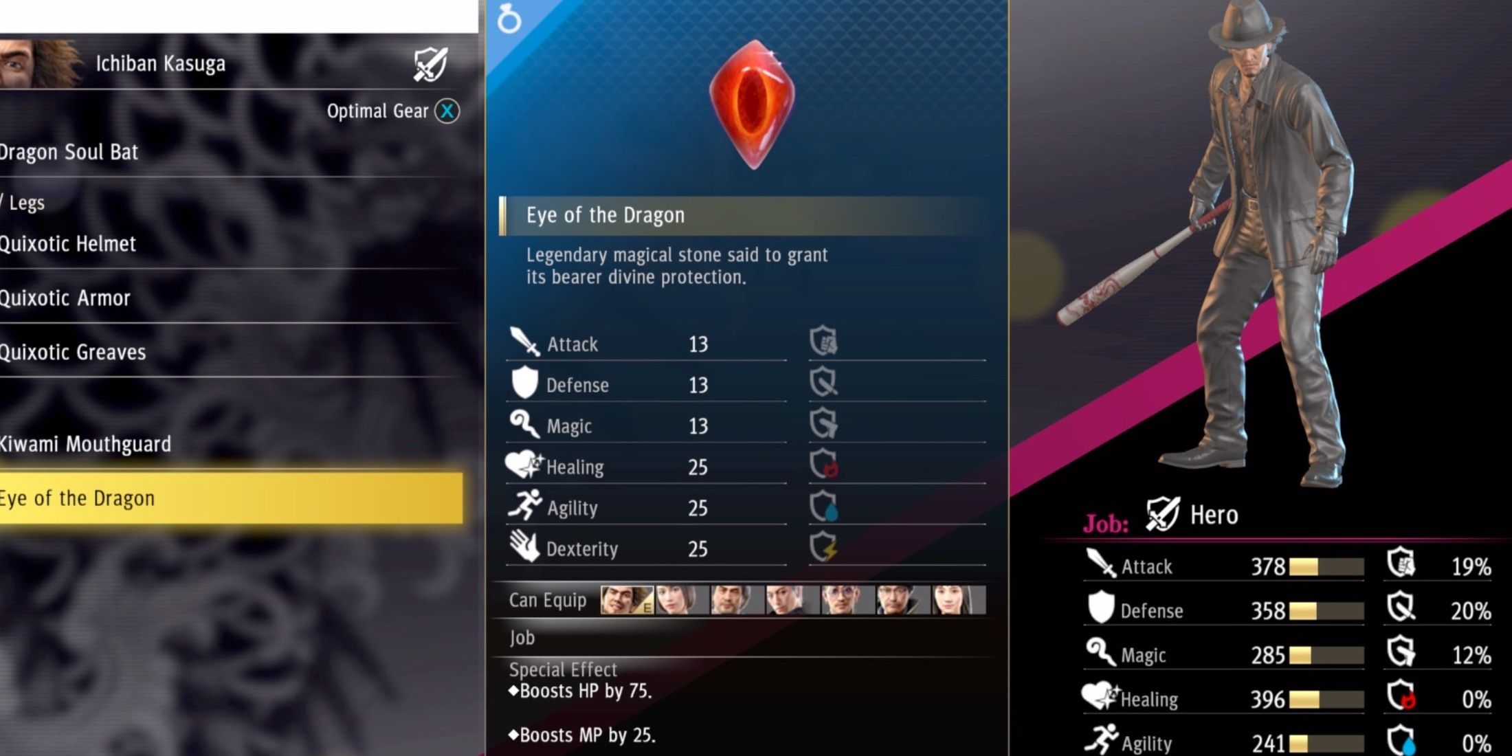 Yakuza: Like A Dragon Eye of The Dragon inventory page.