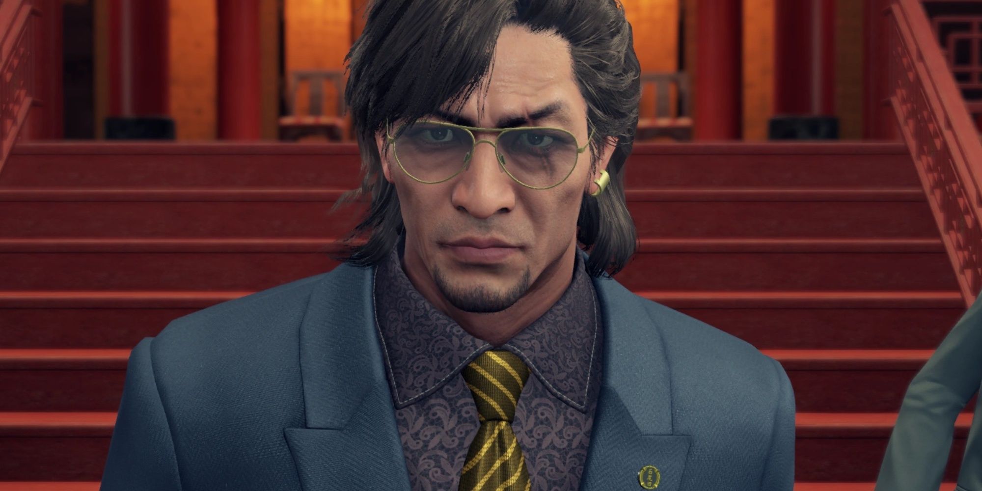Yakuza: Like A Dragon Reiji Ishioda flanked by his cronies.