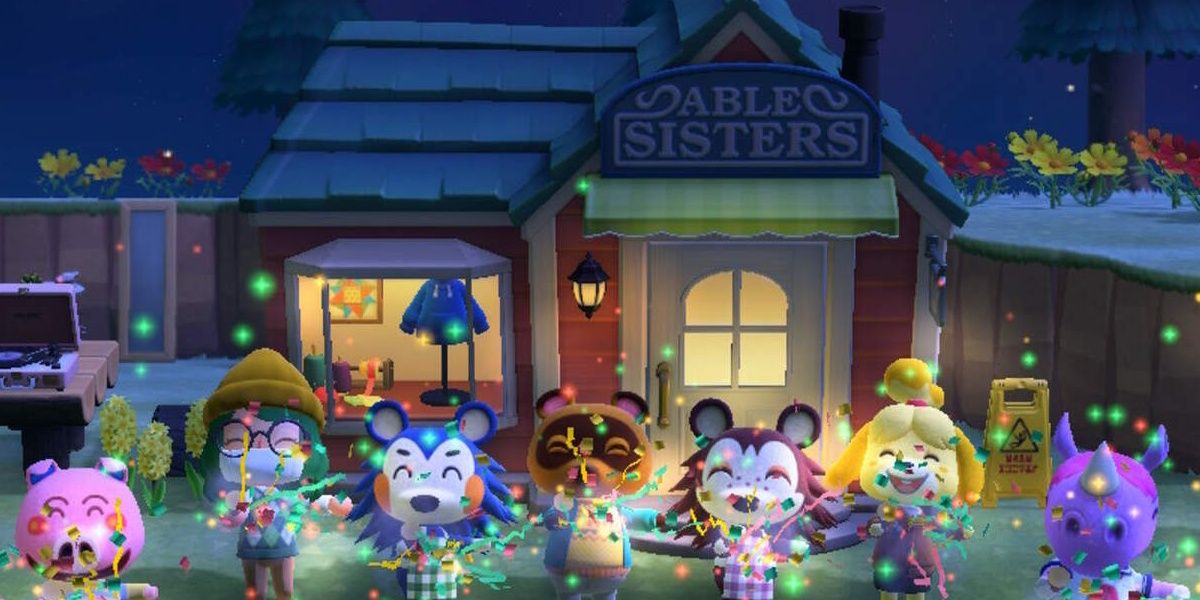 Villagers Standing In Front Of Able Sisters