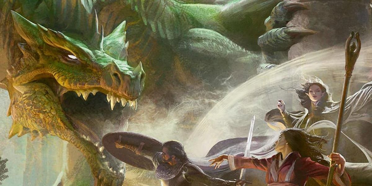 Dungeons And Dragons Party Fighting Green Dragon Mage Caster Human Fighter