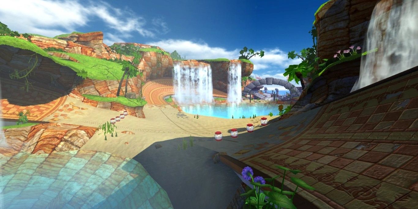 The modern version of Seaside Hill Zone from Sonic Generations