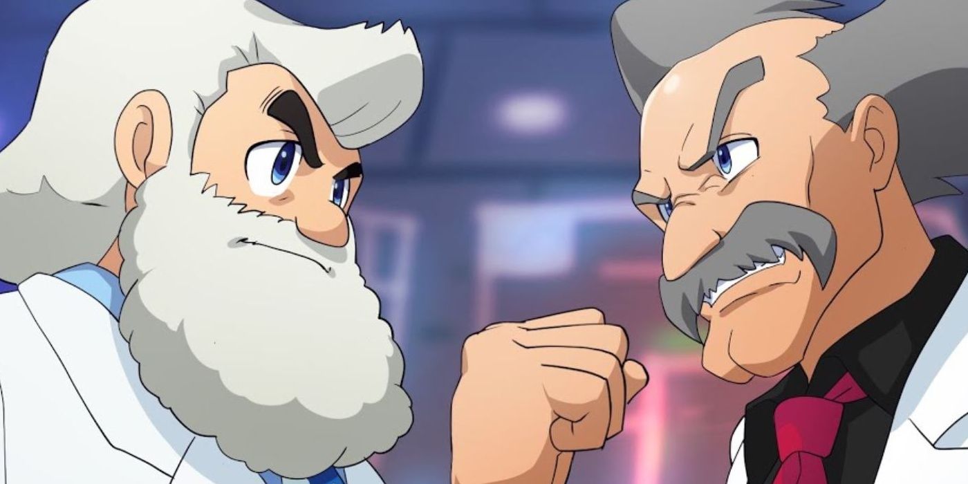 Dr. Light facing Dr. Wily in Mega Man 11