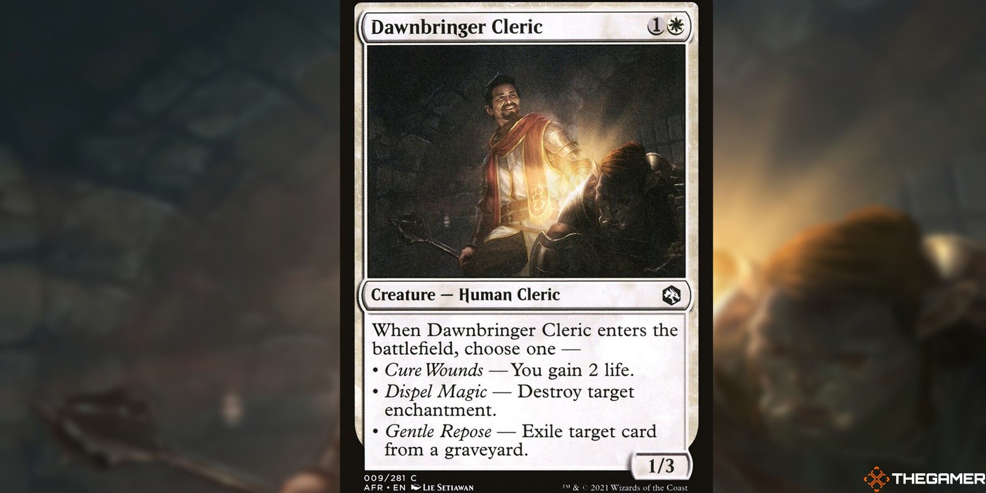 mtg Dawnbringer Cleric full card and art background