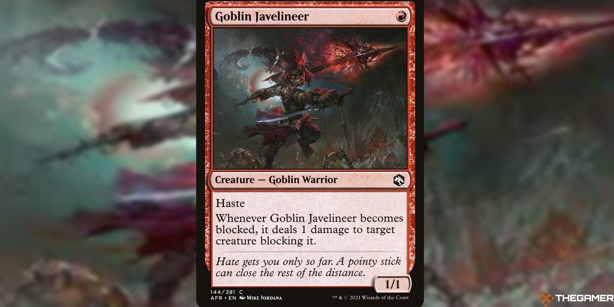 mtg goblin javelineer full card and art background
