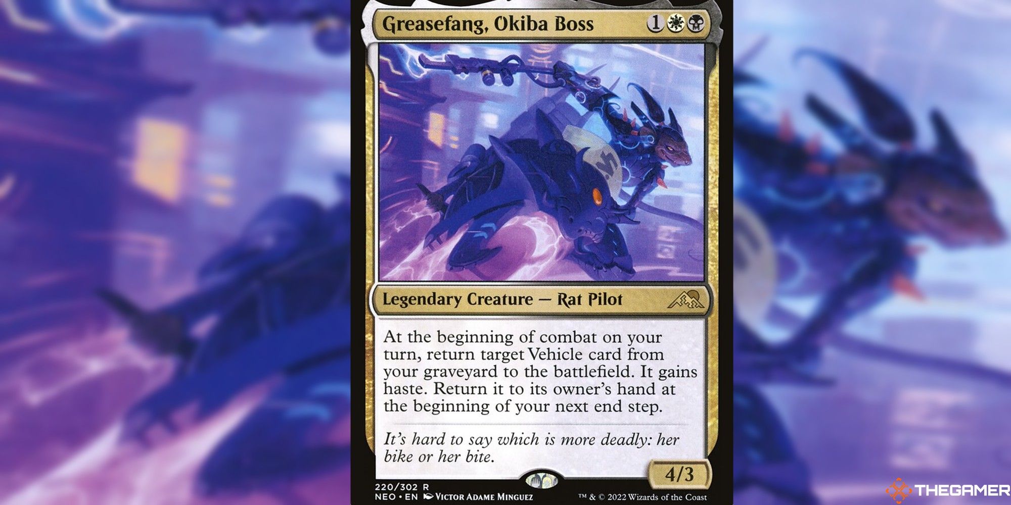 mtg greasefang, okiba mob boss full card and art background