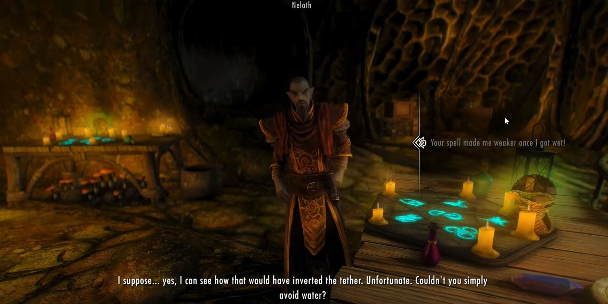Neloth in his study, analyzing the effects of his experiment