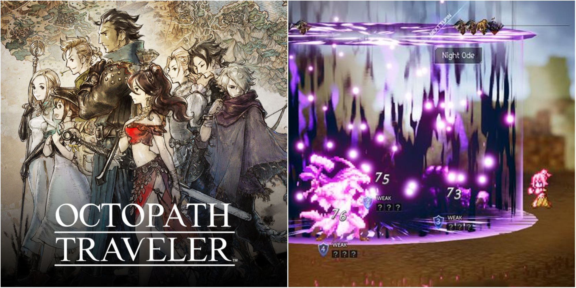 octopath traveler cover art & gameplay