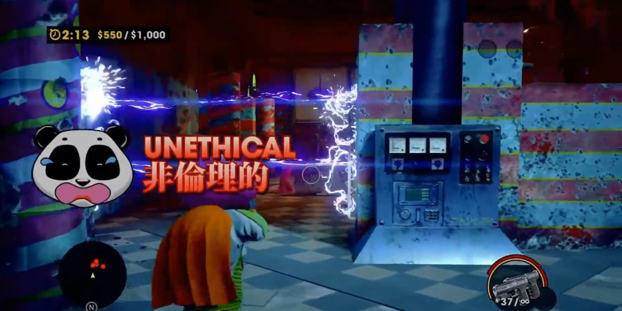 Playa makes an unethical kill in Prof Genki's reality show game