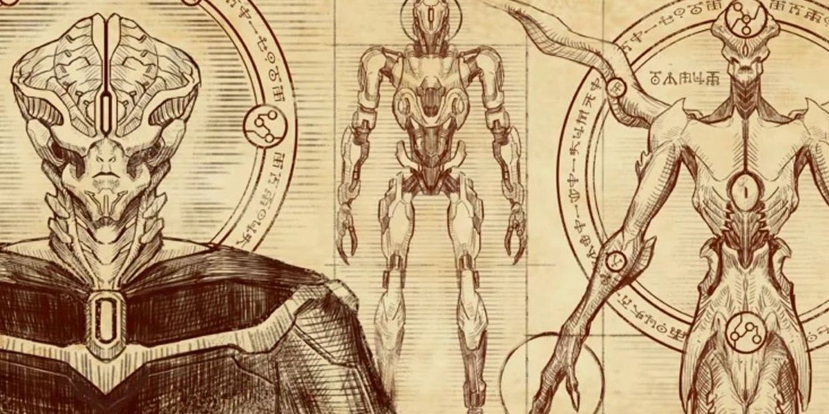 Drawings of Samur Maykr from Doom Eternal