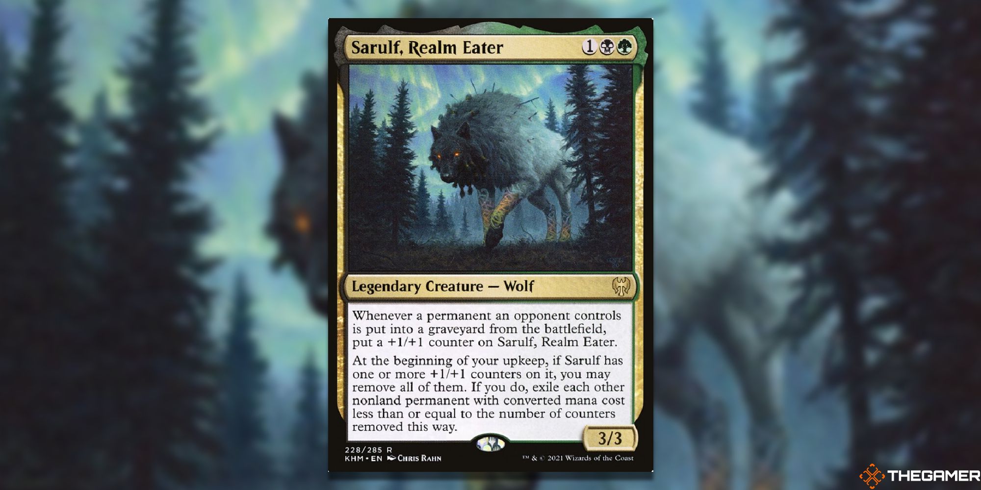 Magic: The Gathering Sarulf, Realm Eater full card with background