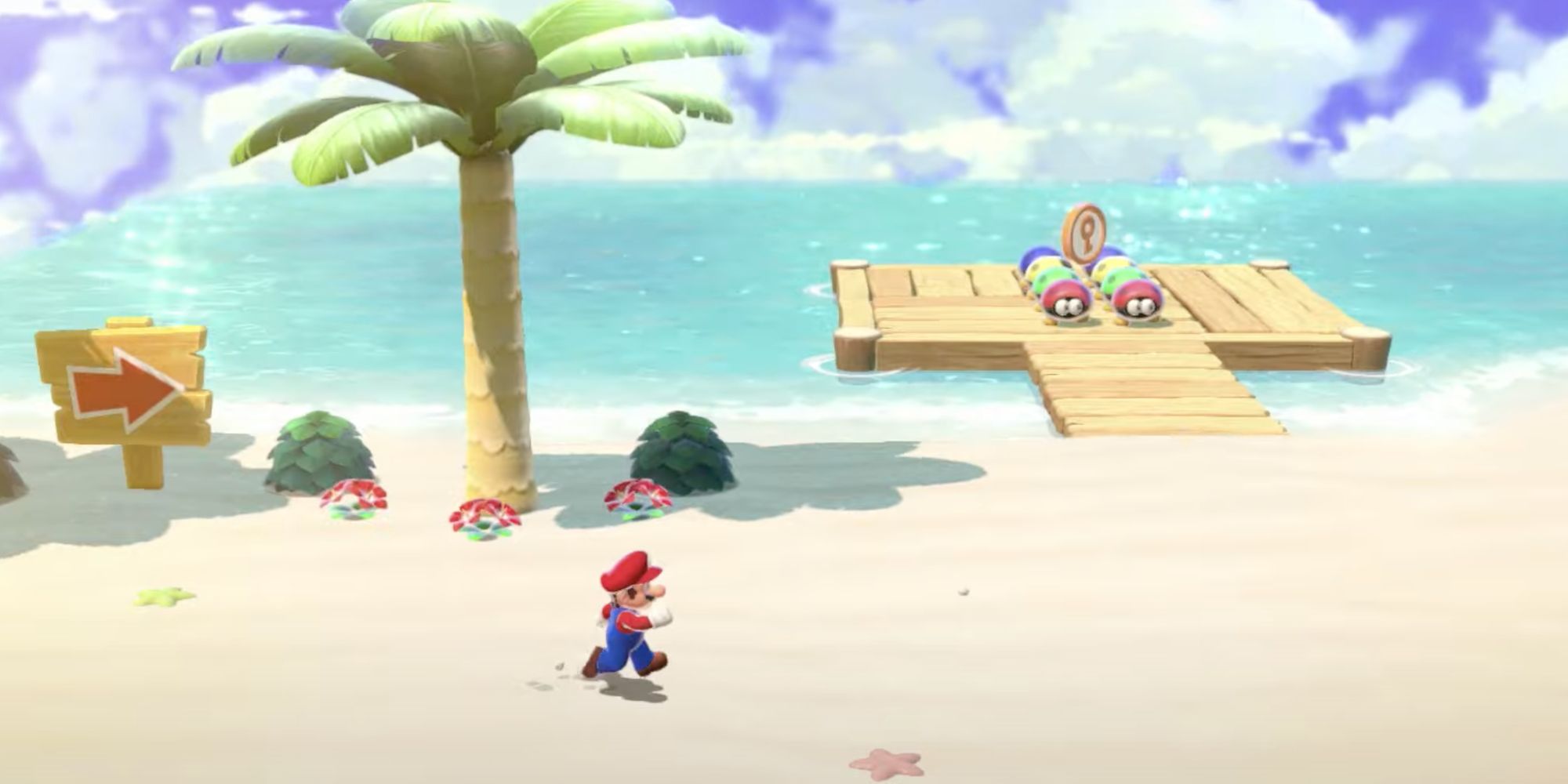 super mario 3d world mario running in sunshine seaside