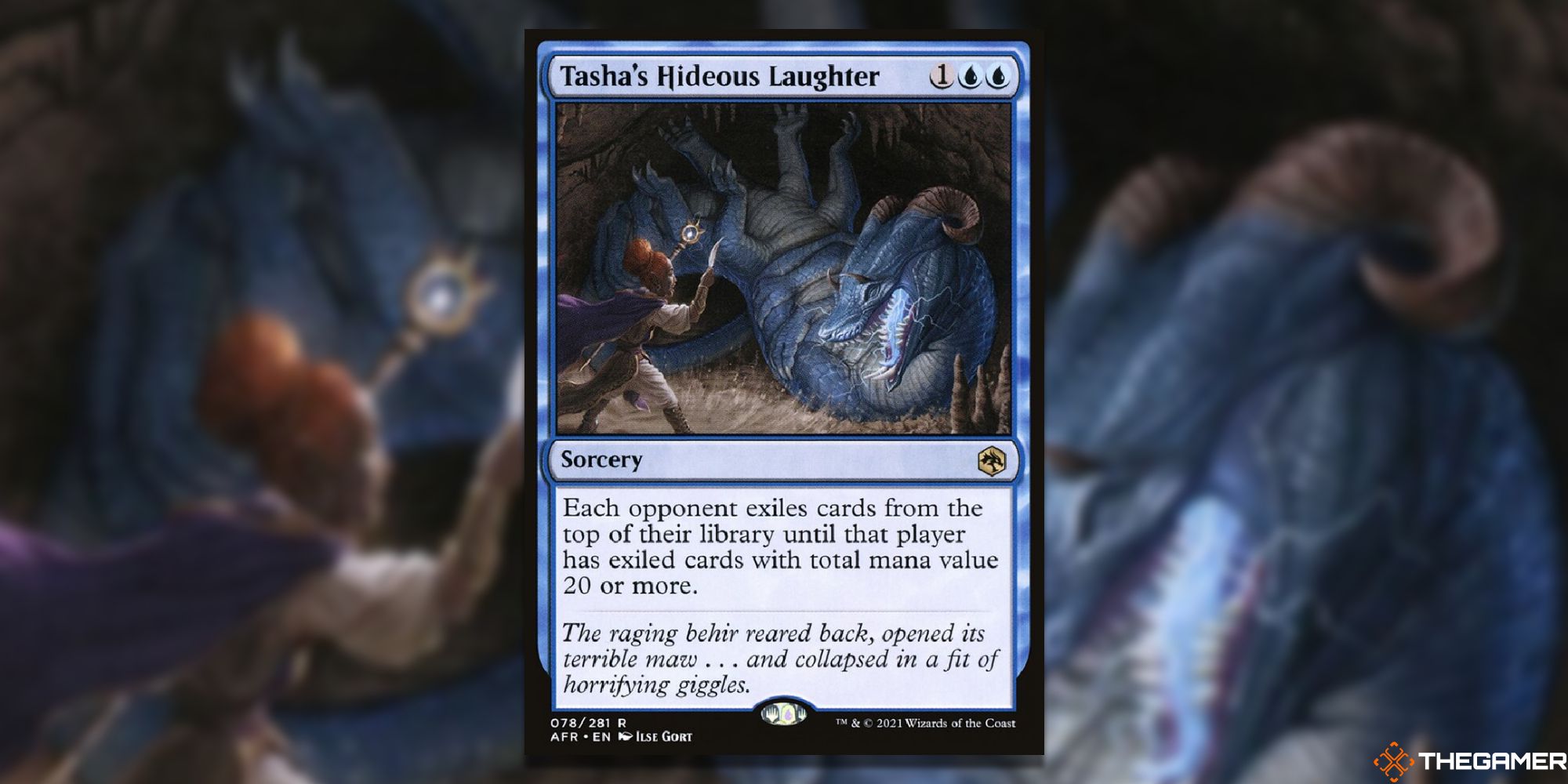 Magic: The Gathering Tasha's Hideous Laughter full card with background
