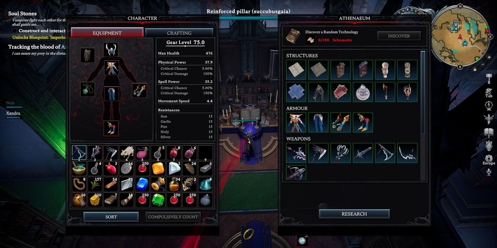 player interacting with the Athenaeum