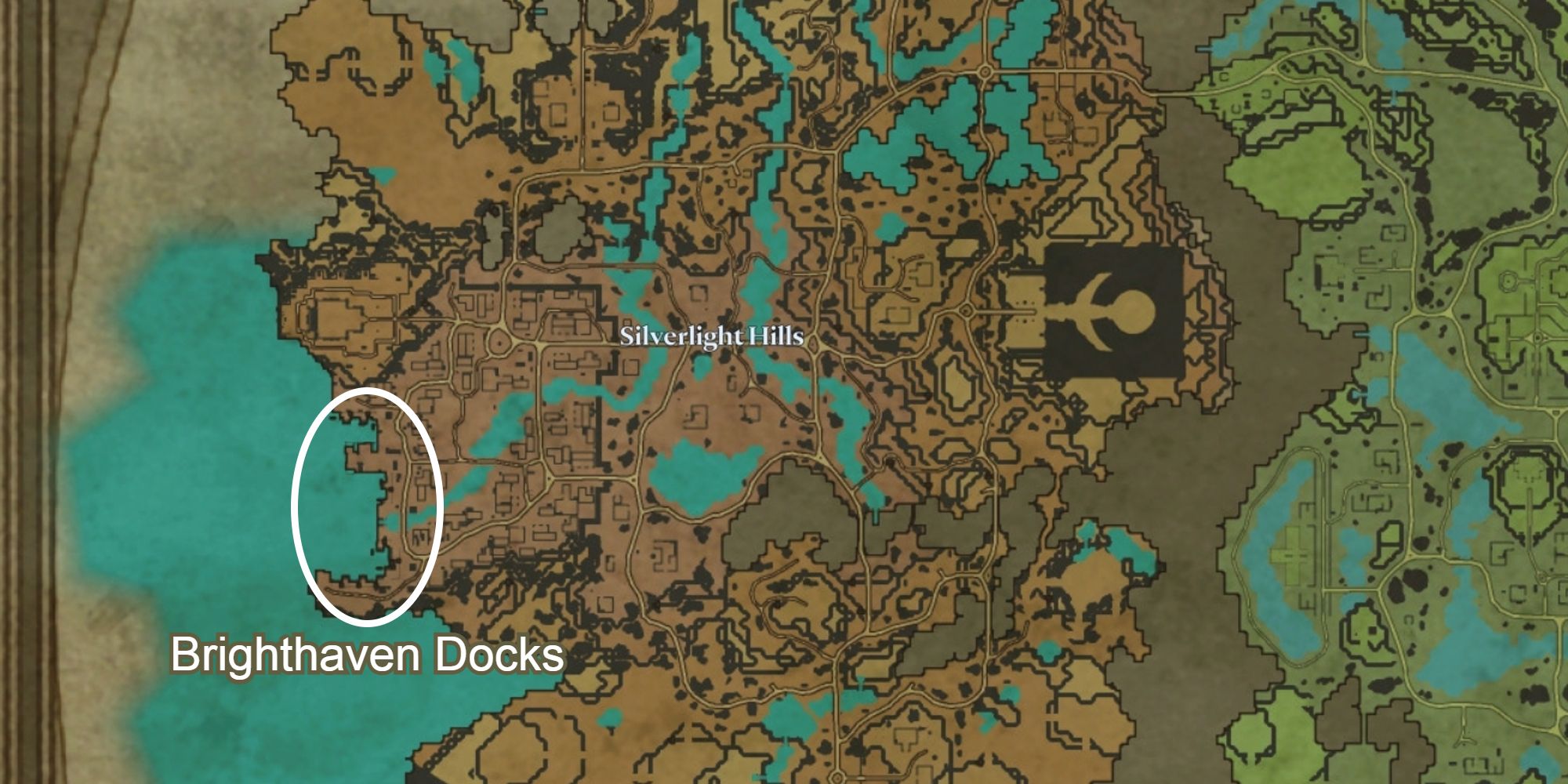 brighthaven docks location circled on map