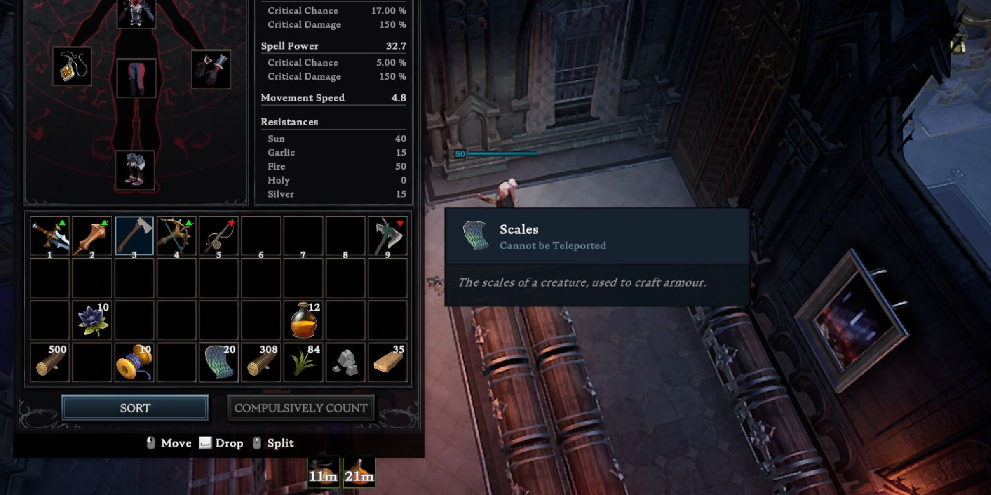 scales in player inventory