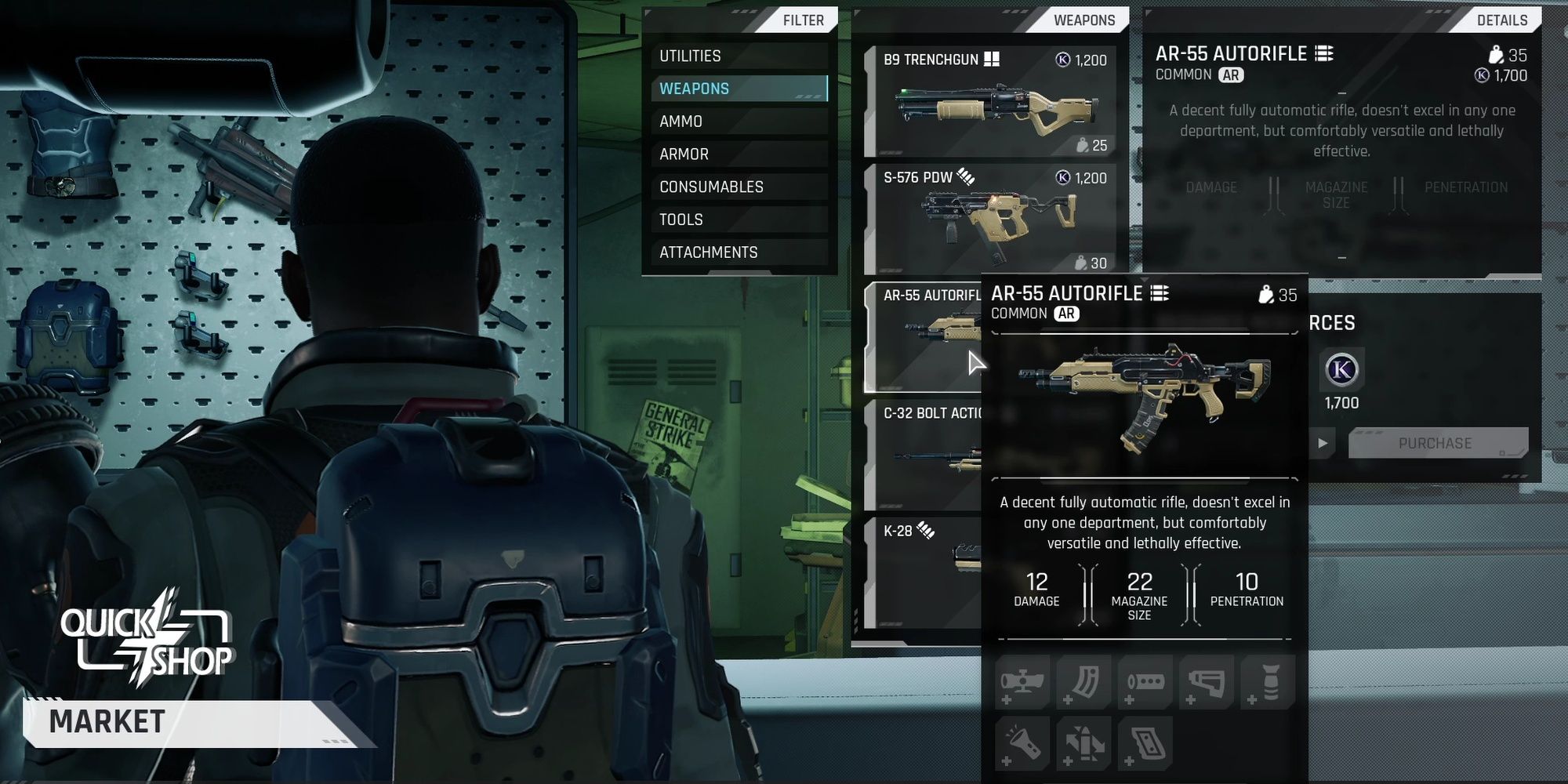 The Cycle: Frontier - Weapons In The Market And Their Attachment Slots