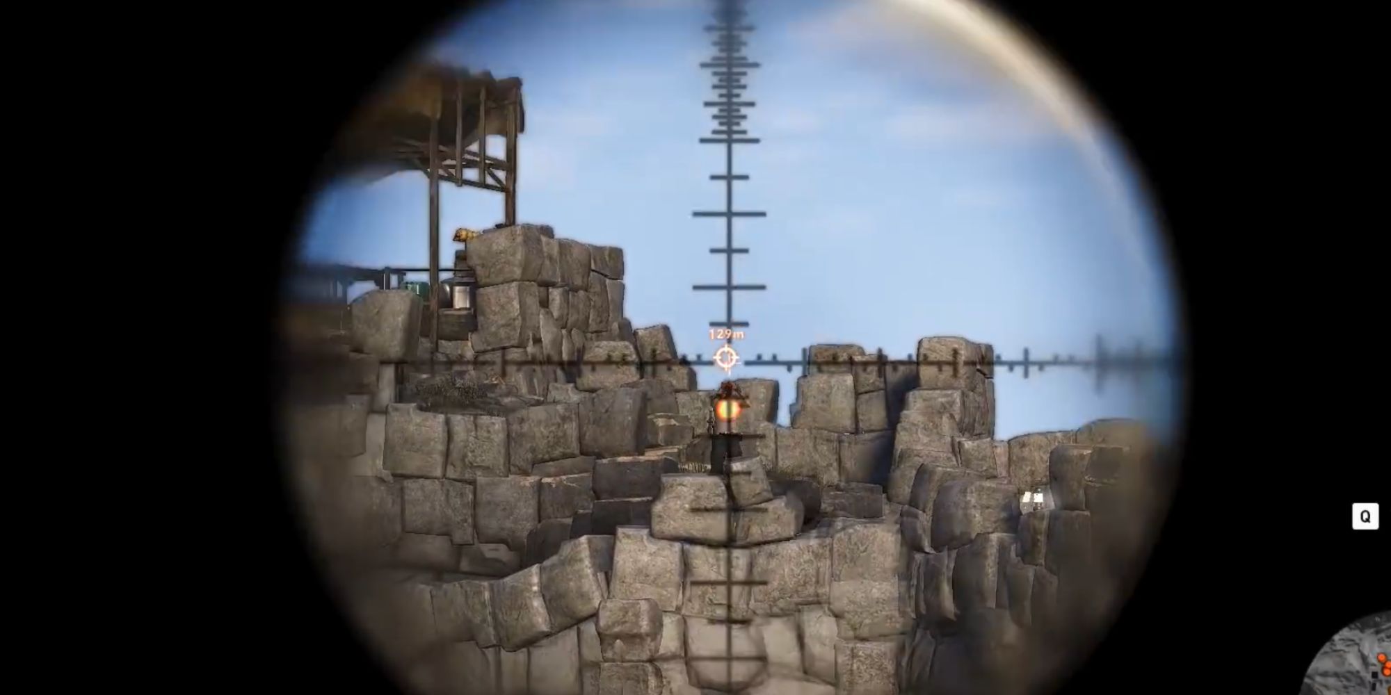 Ghost Recon Wildlands aiming at the cult down sights.