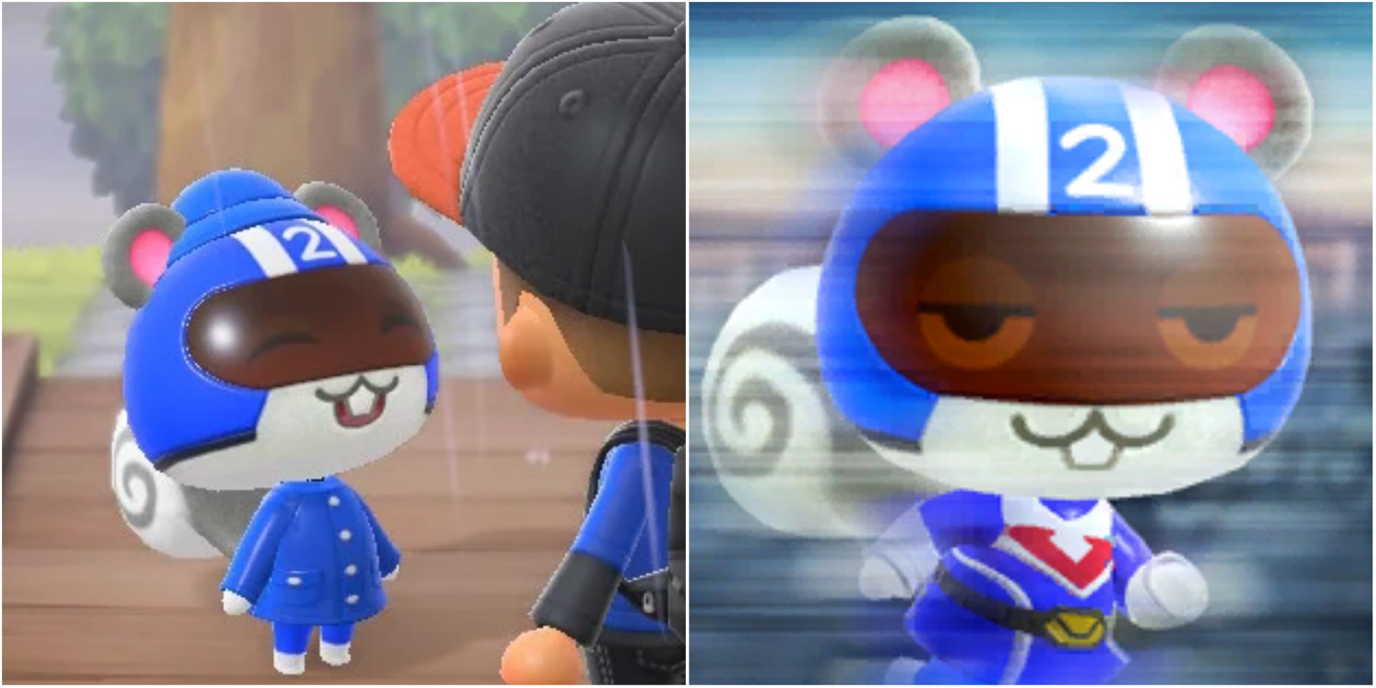 Split image screenshots of Agent S in Animal Crossing: New Horizons and Agent S' poster.