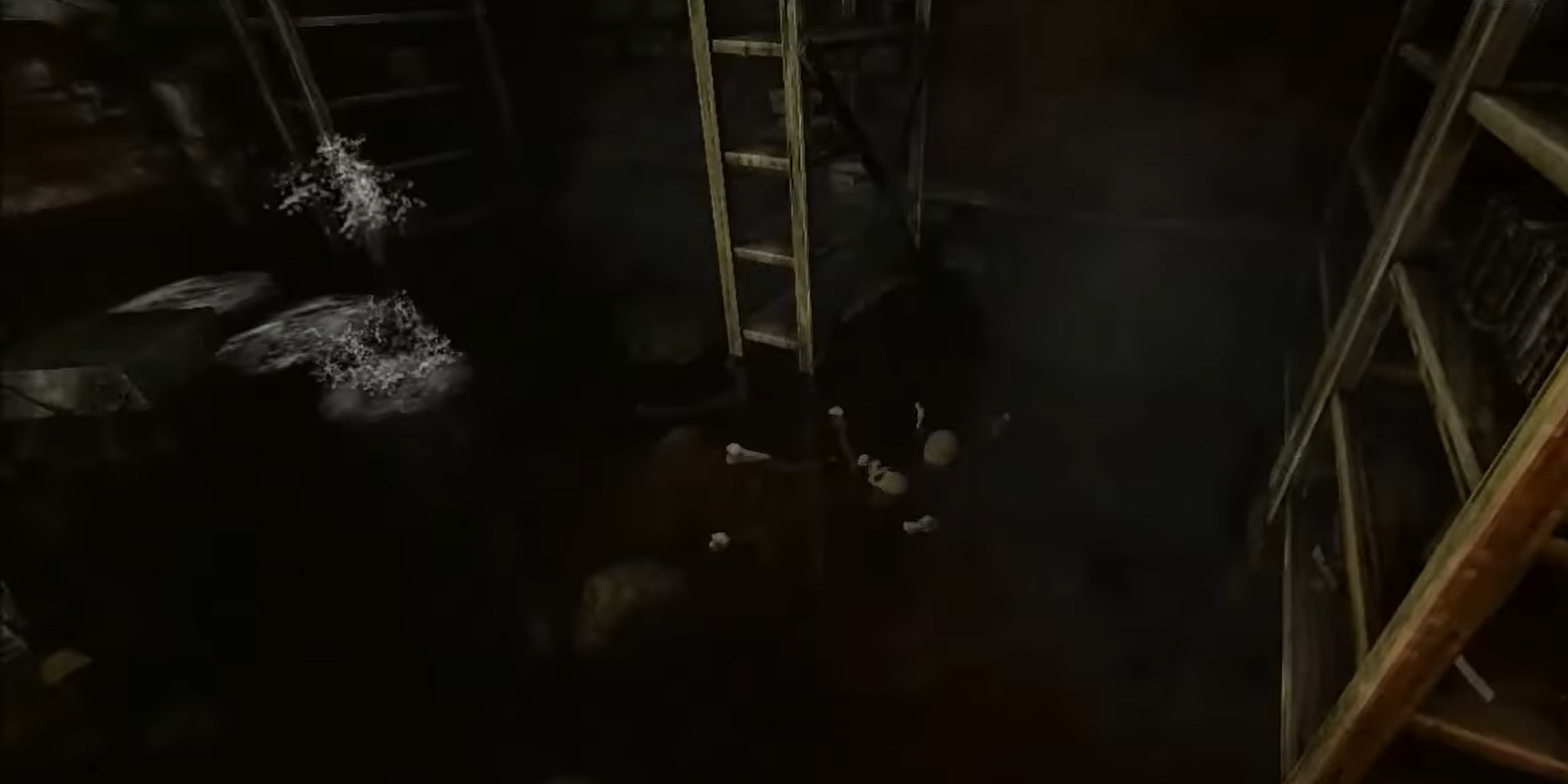 Player trying to stay out the water in the Cellar Archives