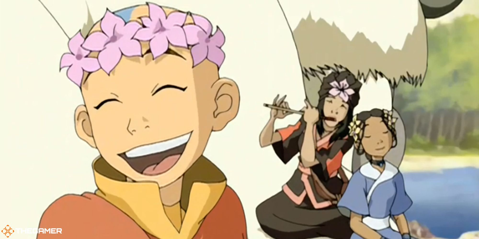 Avatar The Last Airbender - Aang and Katara wearing flower crowns