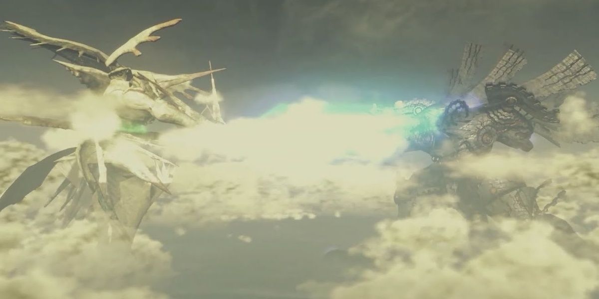 Bionis And Mechonis fighting.