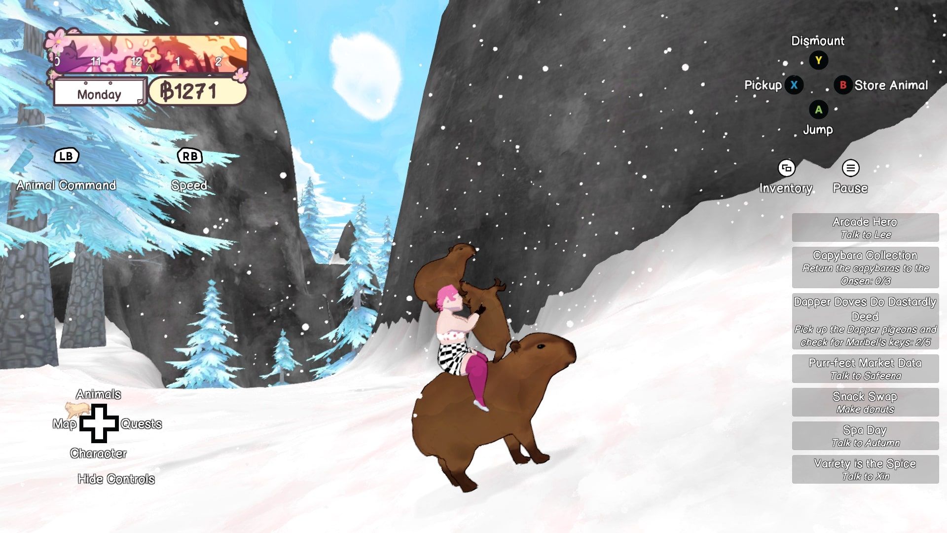 Calico Capybara ride hold and balance