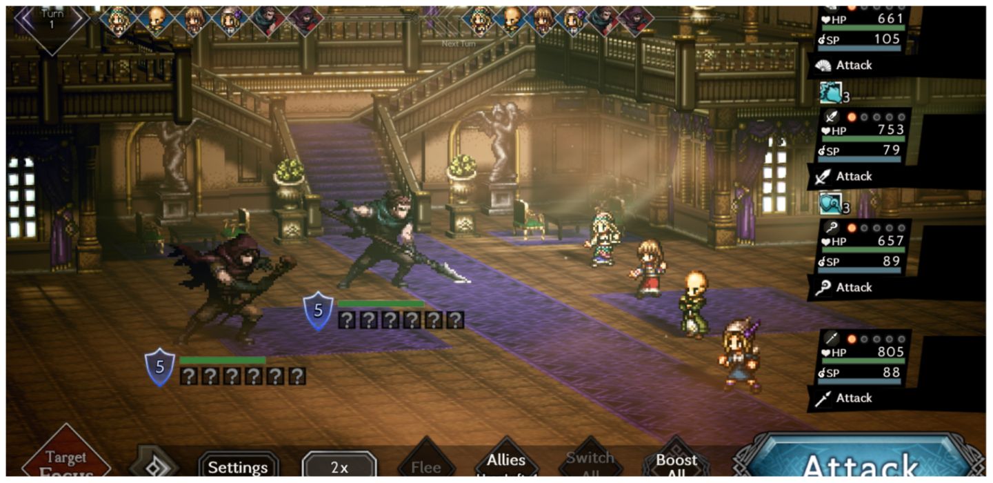 A Battle Ensues Against Two Bosses In Octopath Traveler Champions of the Continent