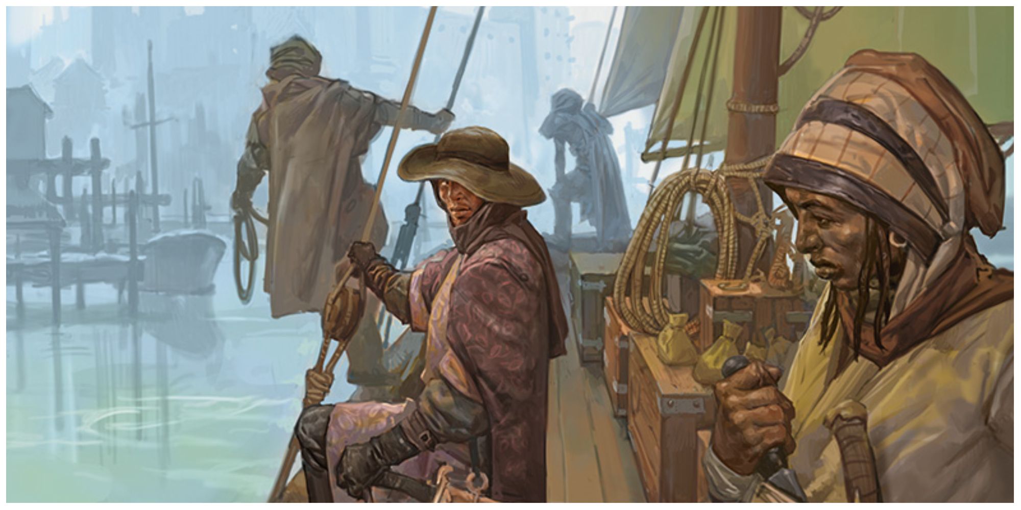 The Nightsea's Succor Castle Djaynai monitors the arrival of travelers to the fog-shrouded port of Djaynai.